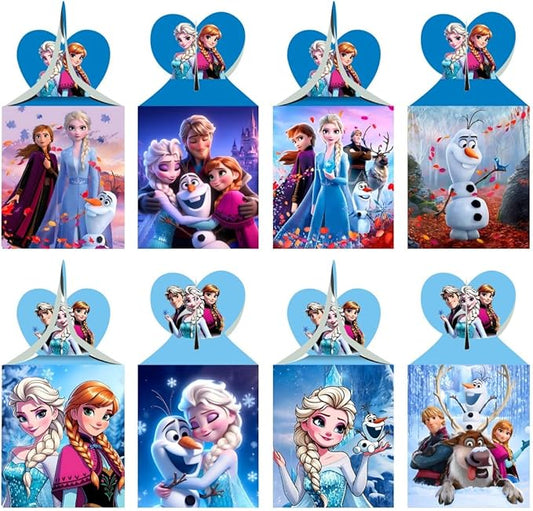 KERWHIS 12pcs Frozen Party Gift Candy Boxes Goodie Boxes, Frozen Party Supplies for Kids Birthday Decorations