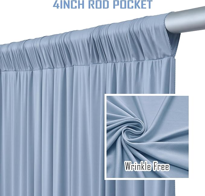 20 ft x 12 ft Wrinkle Free Dusty Blue Backdrop Curtain for Parties, 4 Panels 12ft Polyester Dusty Blue Photo Backdrop Drapes for Graduation Birthday Wedding Party Stage Curtains