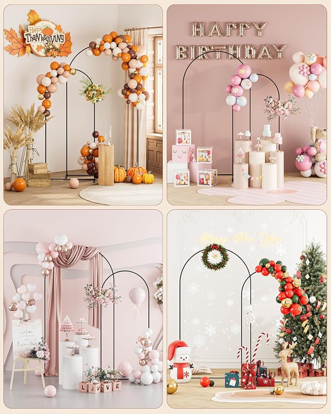 Wedding Arch, Metal Arch Backdrop Stand, Balloon Arch Stand Wedding Frame for Ceremony Decoration (Black, 7.2FT, 6FT Arch Backdrop)
