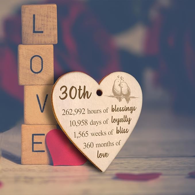 EYITUPC 30th Wedding Anniversary Wood Picture Frame Gifts, 30 Year Anniversary Photo Frame Gifts for Couples Wife Husband (Display Two 4x6)
