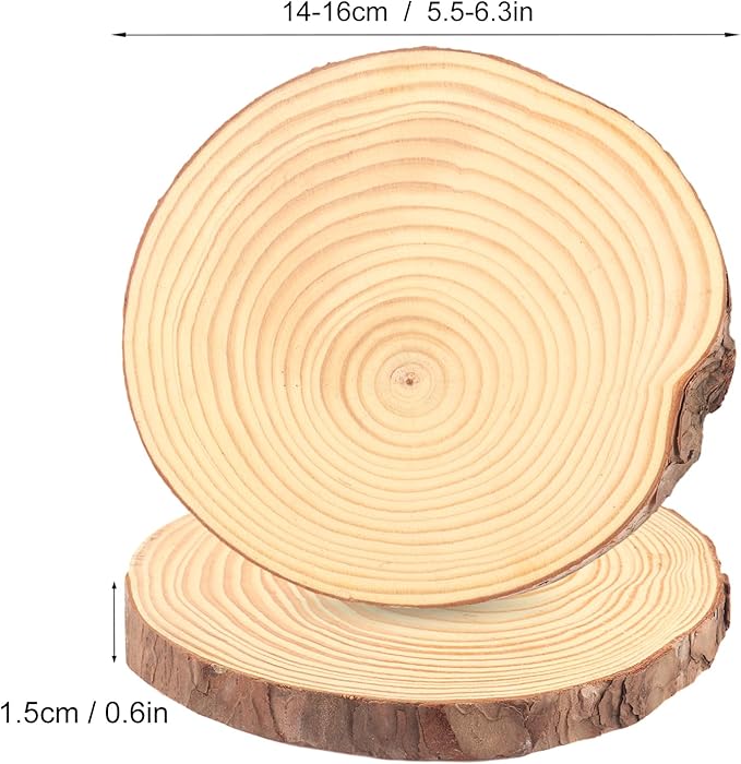 18 PCS 5.5-6.3 Inch Natural Wood Slices, Unfinished Pine Wood Circles with Barks for Coasters, DIY Crafts, Christmas Rustic Wedding Ornaments and Centerpieces,by GNIEMCKIN