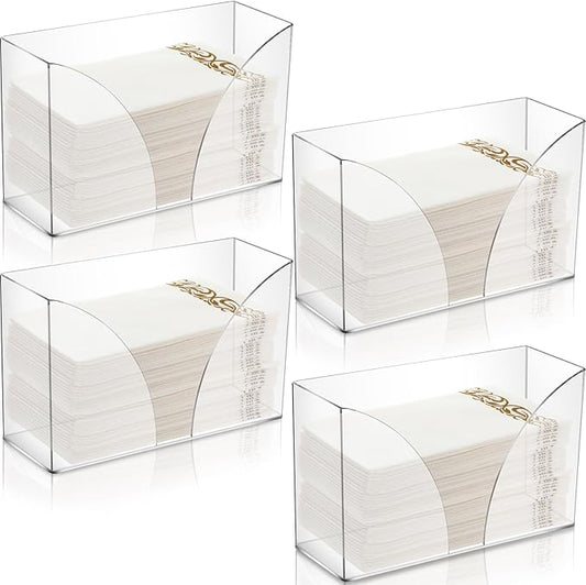 RattanView 4 Pcs Paper Towel Dispenser Countertop Acrylic Napkin Holders Folded Paper Dispenser Disposable Hand Towel Tray Multifold Trifold Napkins Holders for Bathroom Toilet Kitchen (Clear)