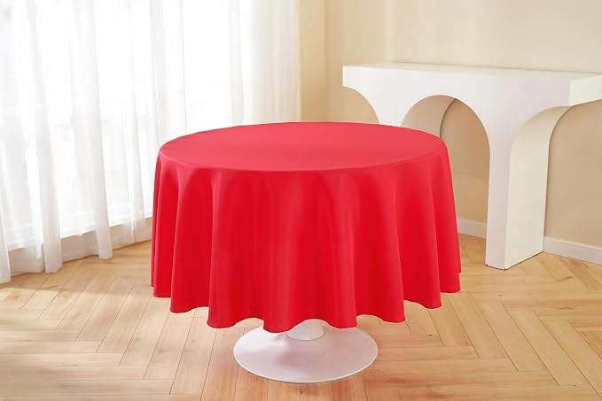 5 Pack Round Tablecloth 108 Inch Red Tablecloth, Polyester Fabric Washable Table Cloth for Home, Party, Wedding or Restaurant Use.