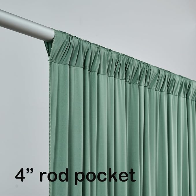 50ft x 15ft Grayish Green Backdrop Curtains for Wedding Parties, 10 Panels Extra Long Wrinkle Free Fabric Drapes Photo Backdrop for Baby Shower Birthday Stage Reception Lobby Decoration