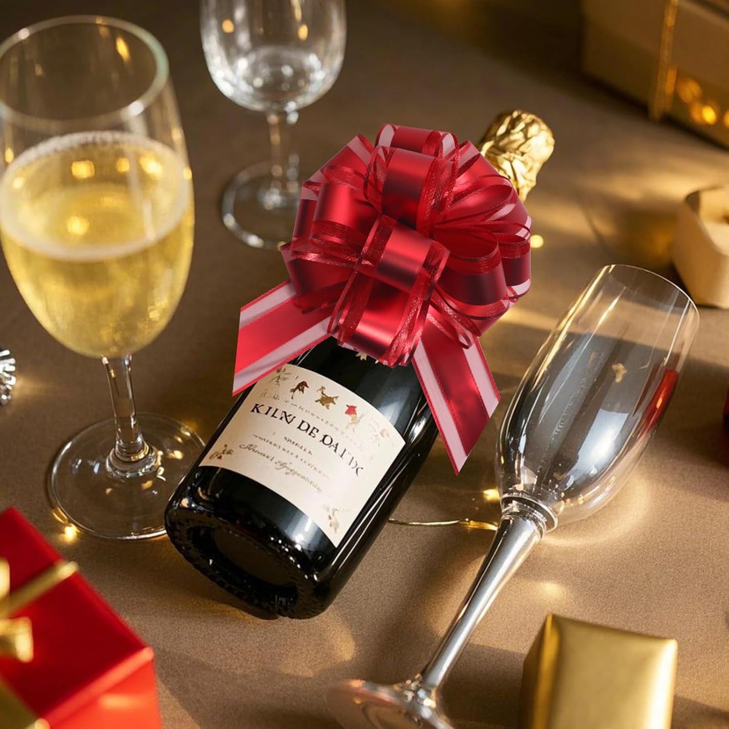 12 PCS 6 Inch Organza Red Pull Bows - Perfect for Gift Wrapping, Wedding Decor, Car Bows, Birthday Parties, Christmas and Valentine's Day