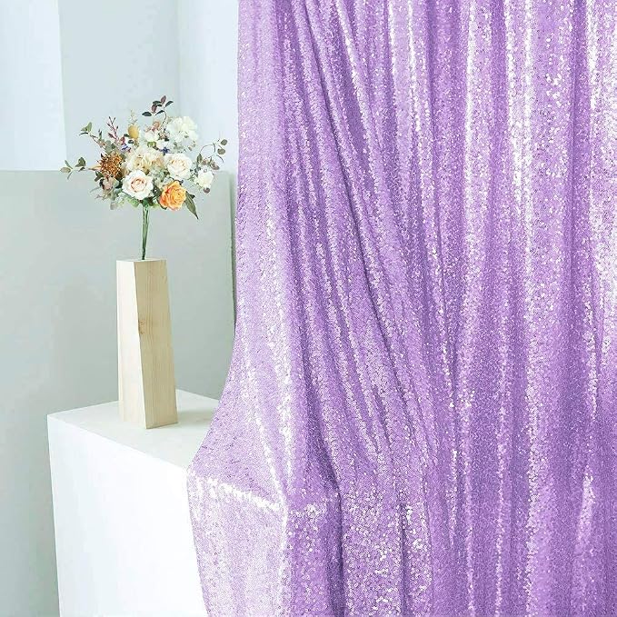 Eternal Beauty Lavender Sequin Backdrop, 4x7 Ft Glitter Background Curtains for Shimmer Photography Party Wedding Birthday Back Drop Decor