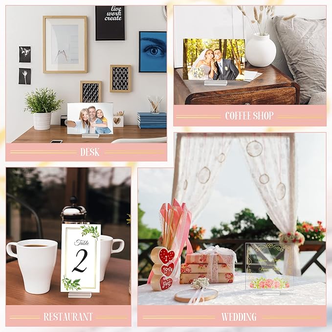 Roowest 100 Pcs Wedding Acrylic Place Card Holders Gifts Clear Table Number Holders 2 Inch Place Stands Acrylic Display Stand for Banquet Menu Dinner Home Party Events Decoration