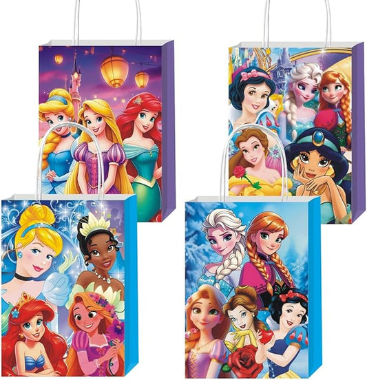 KERWHIS 12pcs Princess Gift Bags Goodie Bags with Handles for Princess Themed Birthday Party Decorations Supplies