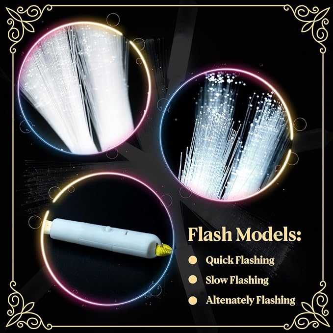 SHQDD 200 PCS White LED Fiber Optic Wands, Glow Sticks for Wedding, Bar DJ, Halloween & New Year