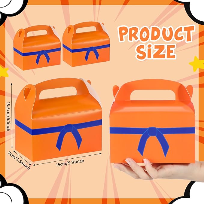 Marspark 24 Pack Yellow and Red Star Anime Birthday Party Supplies, Paper Gift Boxes, Cartoon Candy Treat Boxes for Anime Themed Birthday Party Decorations