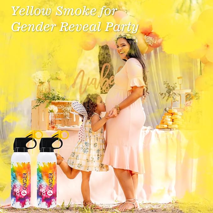 Photo Fog Atmosphere Smog 2 Pack Fire Extinguisher Yellow for Gender Reveal Photoshoot Video Props Stage Mister Foggers Yellow Smoke Gender Reveal Extinguisher for Birthday Wedding Party Celebration