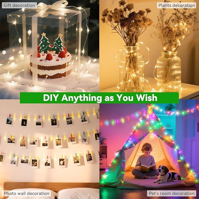 Lovelite Fairy Lights 34 Colors Changing, 2 Pack Total 40FT 120LED Halloween String Lights Battery USB Operated, Waterproof Twinkle Lights with Remote for Holiday Wedding Party Indoor Outdoor
