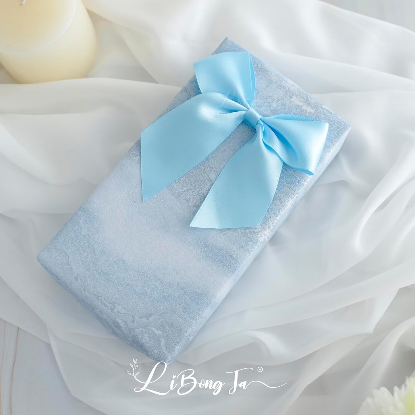 4.5" Satin Ribbon Blue Bows for Gift Wrapping, Twist Tie Bows, Cute Bows for Crafts, Party Favors, Premade Bows Pre-Tied Decorative Bows for Flower Bouquets Candy Apple Bows-24 Counts