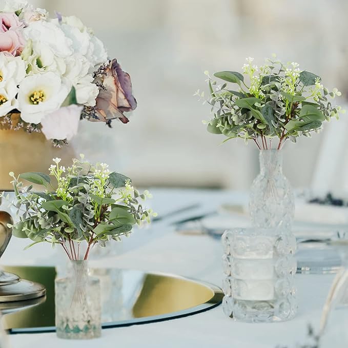 ZeKonan 40 Pcs Artificial Greenery Eucalyptus Stem Silver Dollar Leaves Baby Eucalyptus Leaves Suitable for Family Wedding Vase Centerpieces Bouquet Flower Arrangement