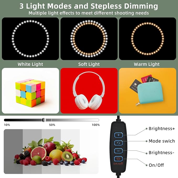 Lightdow 10"x10"x10" Photo Studio Light Box Photography with 96 LEDs (CRI>95), 6 Backdrops - Portable/Dimmable/Versatile Folding Shooting Tents for Toys/Jewelry/Watches/Cosmetics Photography