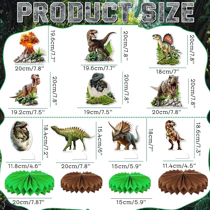 Dinosaur Birthday Party Decorations Dino World Birthday Decorations Tableware Set Include Plates,Napkins,Tablecloths,Balloon, Banner,Hanging Swirl,Honeycomb Centerpieces for Party Decor Serve 26