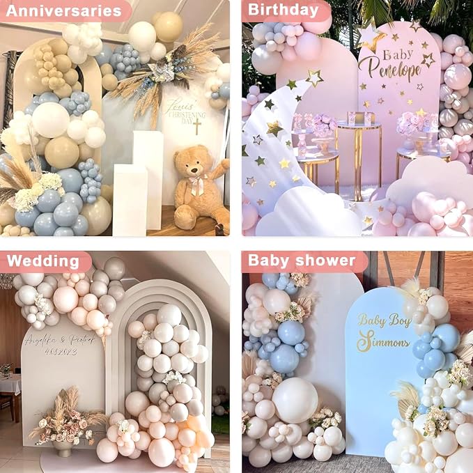 Queension 7.2FT & 6.6FT Arch Backdrop Stand, Metal Wedding Arch Stand for Ceremony, Backdrop Stand Arch Frame with Base for Birthday Party Baby Shower Balloon Arch Decorations, Gold
