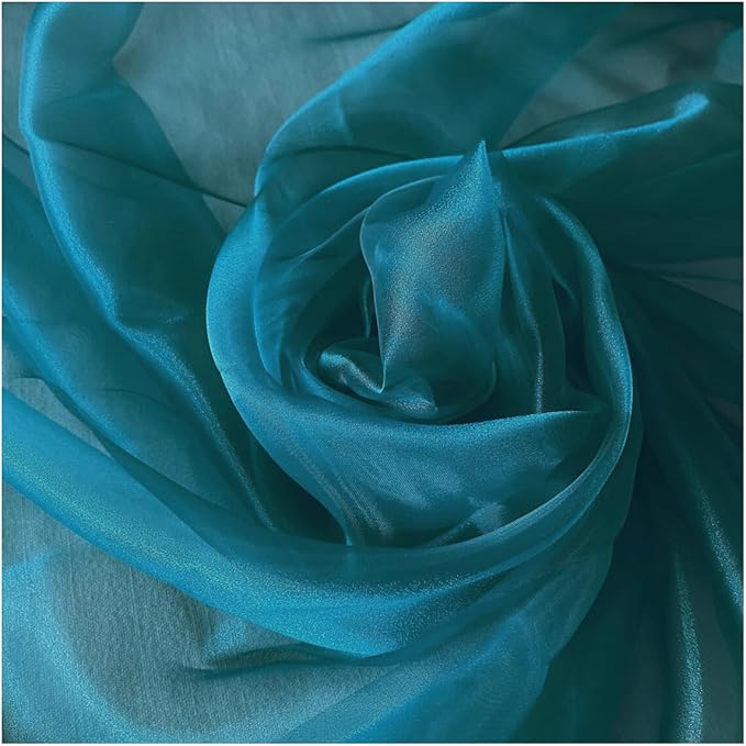 MDS Pack of 10 Yard Sheer Organza Fabric for Wedding Party Home Event Banquet Decorations, Backdrop Curtain Craft Dress Sewing Fashion DIY Crystal Organza Tulle Fabric Bolt 44” Wide - Dark Teal