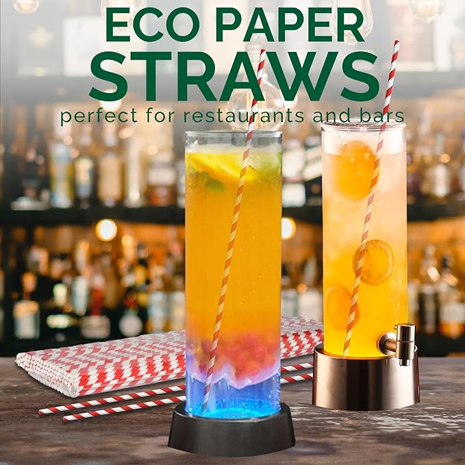 18 Inch Extra Long Paper Drinking Straws - For Large Drinks, Cotton Candy Sticks, DIY Crafts - Red, 100 Counts- 100% Biodegradable