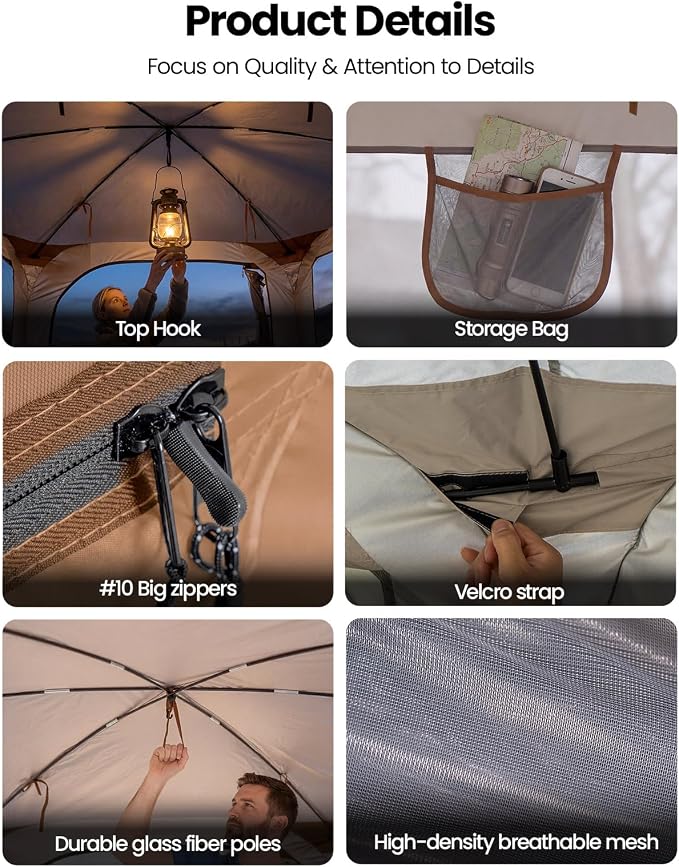 Porayhut Pop up Screen House Tent 12x12FT Sun Shelter with Breathable Mesh Doors,Portable Camping Tent Without Waterproof Floor,Screen Canopy Outdoor for Family Friends Party in Backyard,Park