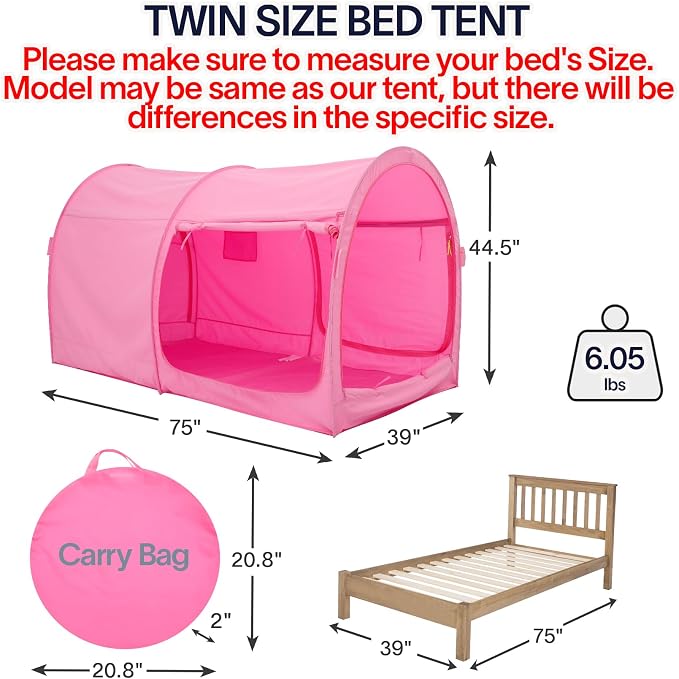 LEEDOR® Bed Tent Dream Tent Bed Canopy Shelter Cabin Sleeping Tent Indoor Pop Up Privacy Warm Breathable Mosquito Mesh Twin/Full/Queen for Kids and Adult (Mattress Not Included)