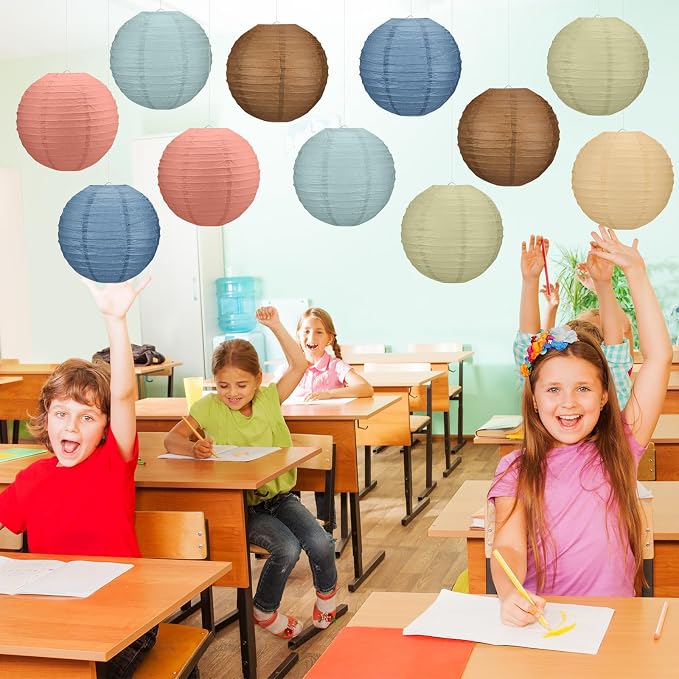 Retisee 12 Pcs 10 Inch Hanging Paper Lanterns Party Decorations Boho Classroom Decor for Birthday Back to School Party Decoration for Classrooms Wedding Birthday Ceilings