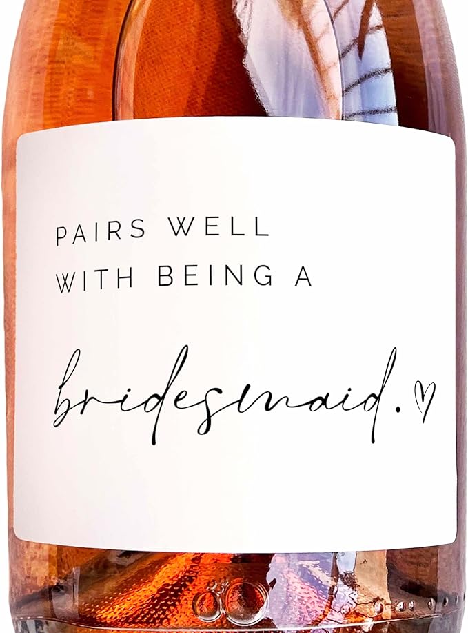 Set of 8 Waterproof Champagne Bottle Labels, Proposal Idea for Bridesmaids, Maid of Honor & Matron of Honor