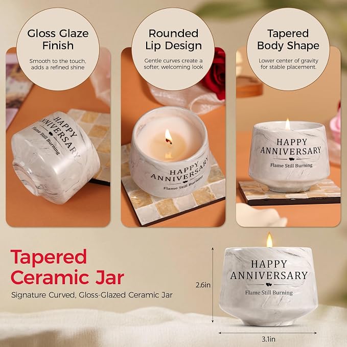 Happy Anniversary Candle – Aniversario Gifts for Couple,Women,Men 6oz Lavender Scented Candle,Anniversary Romantic Gifts for Him & Her