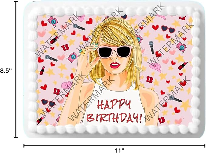 Cake Topper Edible for Taylor Birthday Party 8.5 X 11 inch Swif