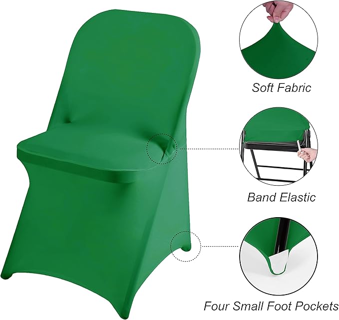 magalo 12 Pack Emerald Spandex Folding Waterproof Chair Cover, Stretch Chair Cover Protector for Wedding, Party, Dining Banquet and Other Special Events
