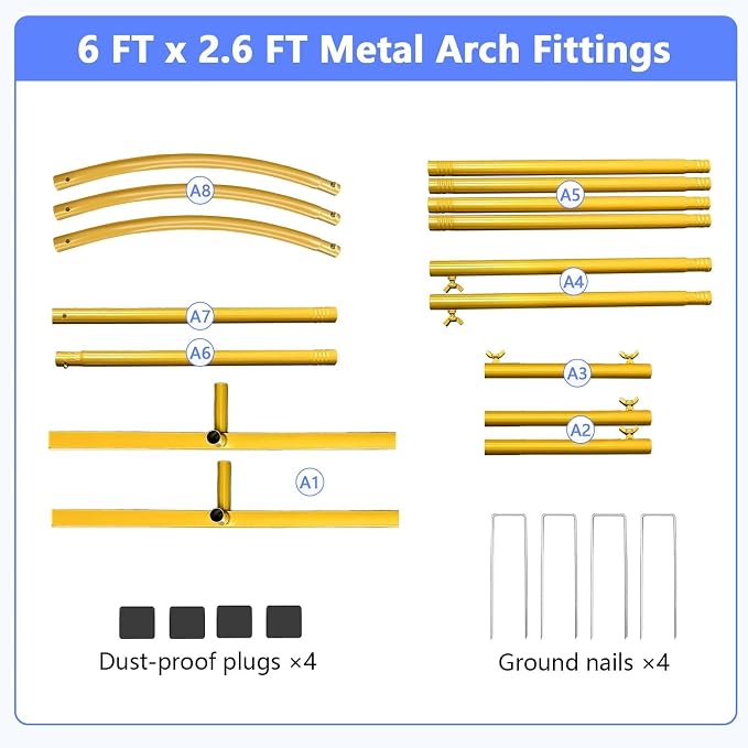 6 ft Arch Backdrop Stand, Wedding Arch Frame, Stable Metal Background Stand with Square Base Ground Nails, for Birthday Party Baby Shower Garland Decoration, Gold