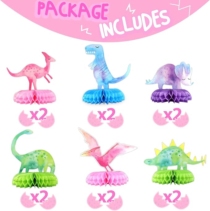 Dinosaur Baby Shower Centerpieces - 12 PCS Dino Party Honeycomb Centerpieces for Decorations - Dino Center Piece Dinosaur Table Topper for Kid