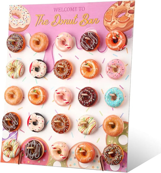 Sawysine Donut Display Stand Wooden Donut Wall Stand Holder 50 Donuts Large Donuts Board Display Bagel Holders for Party Dessert Table Wedding Birthday Baby Shower Supplies(Fashion)