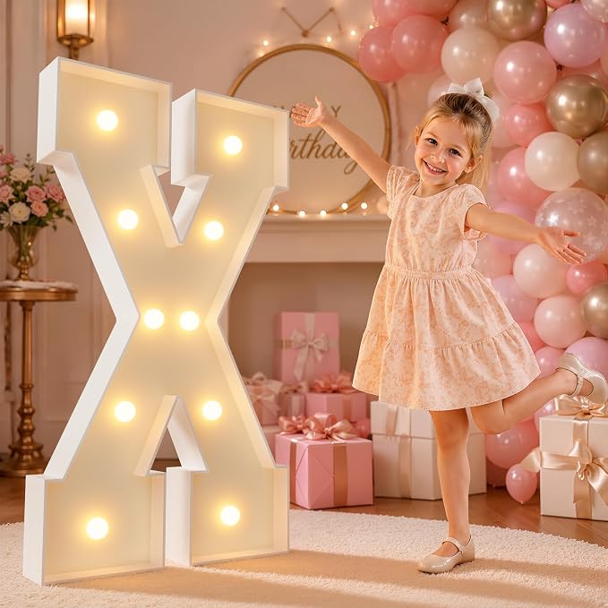 imprsv 4FT Marquee Light Up Letters for Birthday Party Decorations Large Marquee Letters for Wedding Event Bridal Shower Engagement Anniversarty Party Decor,Letter X