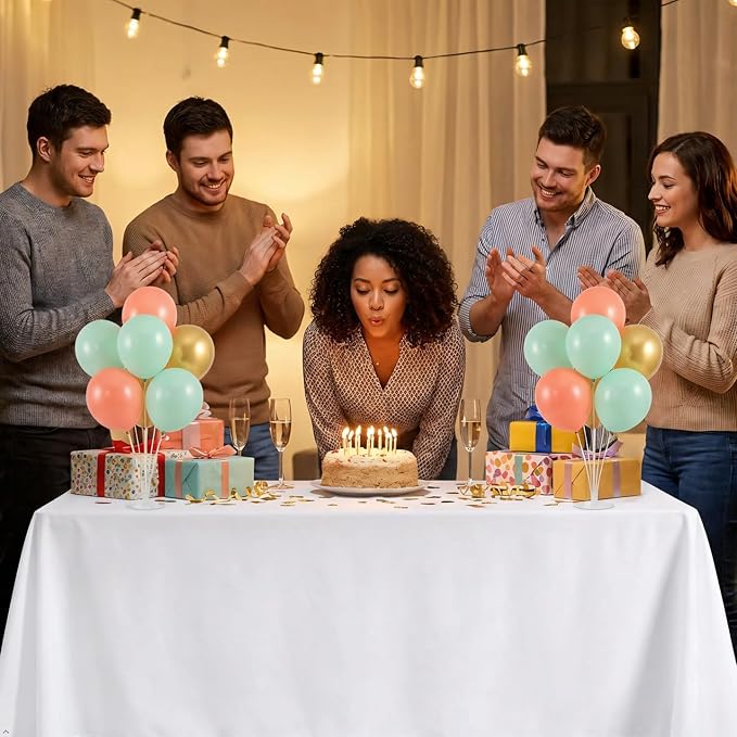 12 Pack White Tablecloth 60 x 102 Inch Rectangular Table Cloth for 6 Foot Rectangle Tables, Wrinkle Resistant Washable Polyester Fabric Table Covers for Wedding Party Banquet Buffet and Camping