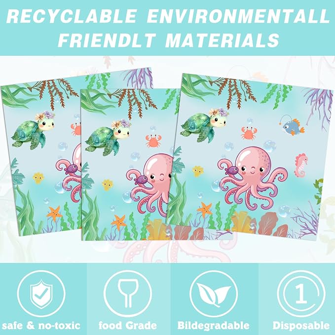 140Pcs Sea Turtle Birthday Decorations Ocean Sea Party Tableware Turtle Plates Napkins with Sea Animal Cups for Under the Sea Baby Shower Turtle Pool Party Supplies