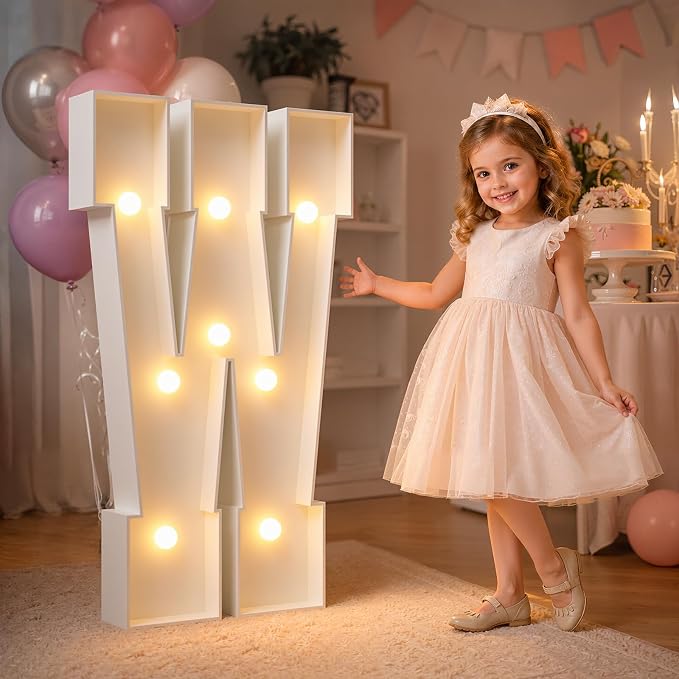 imprsv Marquee Light Up Letters, 3FT Marquee Letters for Birthday Baby Shower Wedding Decorations Light Up Letters for Engagement Party Decor, Large Marquee Letters for Party Decorations, Letter W