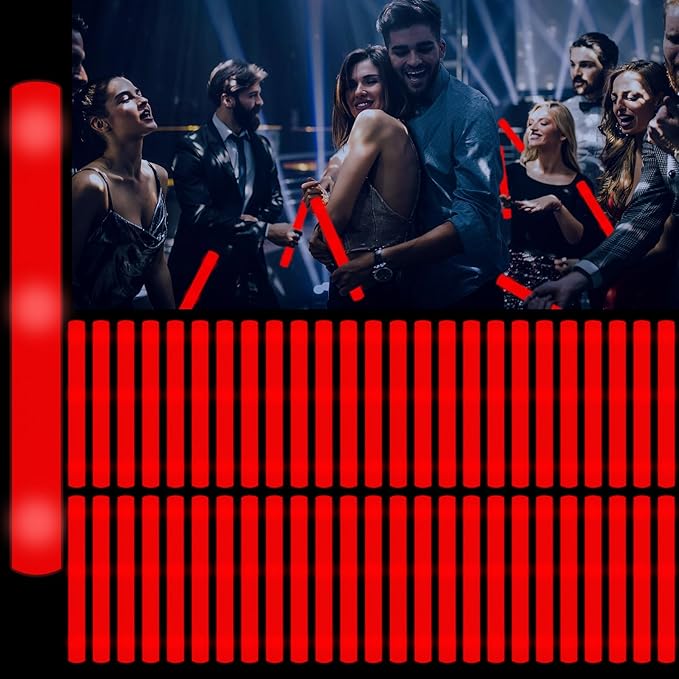 60Pack LED Glow Foam Sticks Bulk,Light Up Glow Sticks with 3 Flashing Modes,Red Glow Wands Party Pack,Glow In The Dark Party Supplies for Valentines Day,July 4th, Wedding,Birthday,Concert
