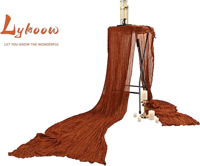 3 Packs Terracotta Cheesecloth Table Runner, 10Ft x 35" Rustic Gauze Boho Wedding Table Runner Decoration, Wedding Table Decor Table Cloth for Wedding Party Bridal Shower Table