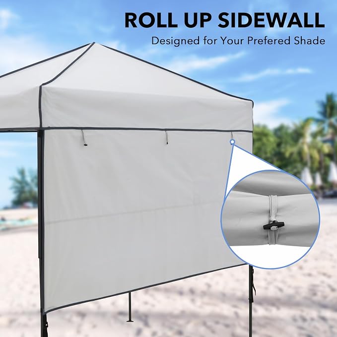 6x4 Pop Up Canopy Tent with Half Wall Panel, Instant Portable Beach Canopy, Outdoor Tent with Carry Bag for Camping, Sports, Tailgating, Events, Gray