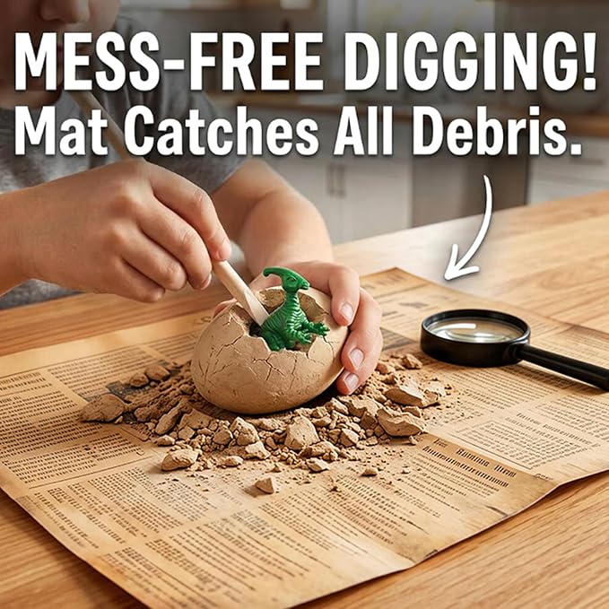 12 Dinosaur Eggs Dig Kit Toys for Kids, Dinosaur Eggs Excavation Kit with Magnifier, Easter Basket Stuffers, Science STEM Birthday Party Favors Gifts for Boys Girls Age 3 4 5 6 7 8 9 10 + Years Old
