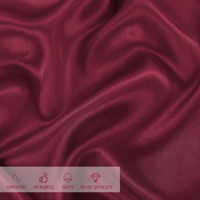 12 Pack 108 Inch Round Tablecloth, Burgundy Satin Fabric Tablecloth for Round Tables, Wrinkle Resistant Washable Table Cover Bright Silk Table Clothes for Wedding Party Dining Tables Banquet