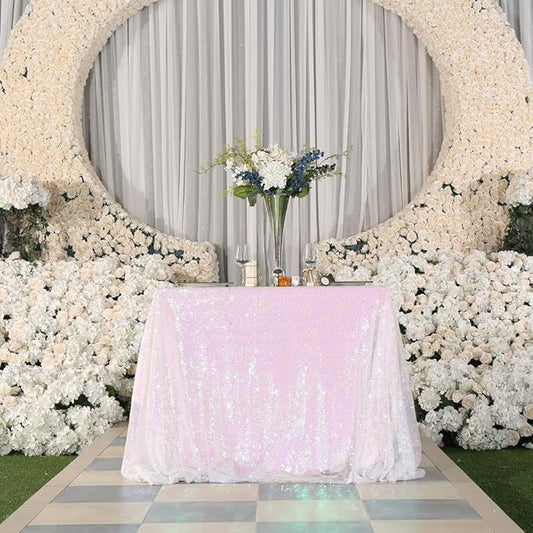 PartyDelight Iridescent Sequin Tablecloth 48"x 72" Table Cloth Rectangular