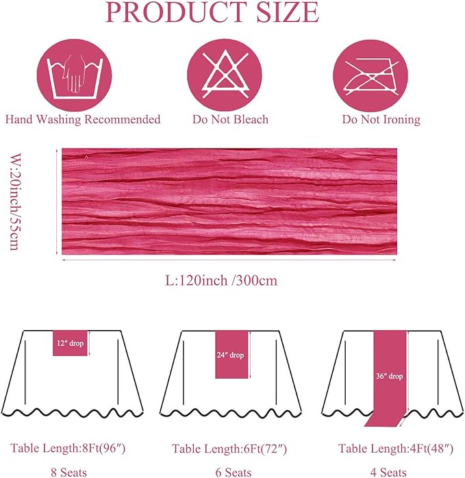 12Pack Hot Pink Table Runner 10Ft Cheesecloth Table Runner Boho Gauze Table Runners Long Cheese Cloth Table Runners for Wedding Party Bridal Shower Thanksgiving Christmas