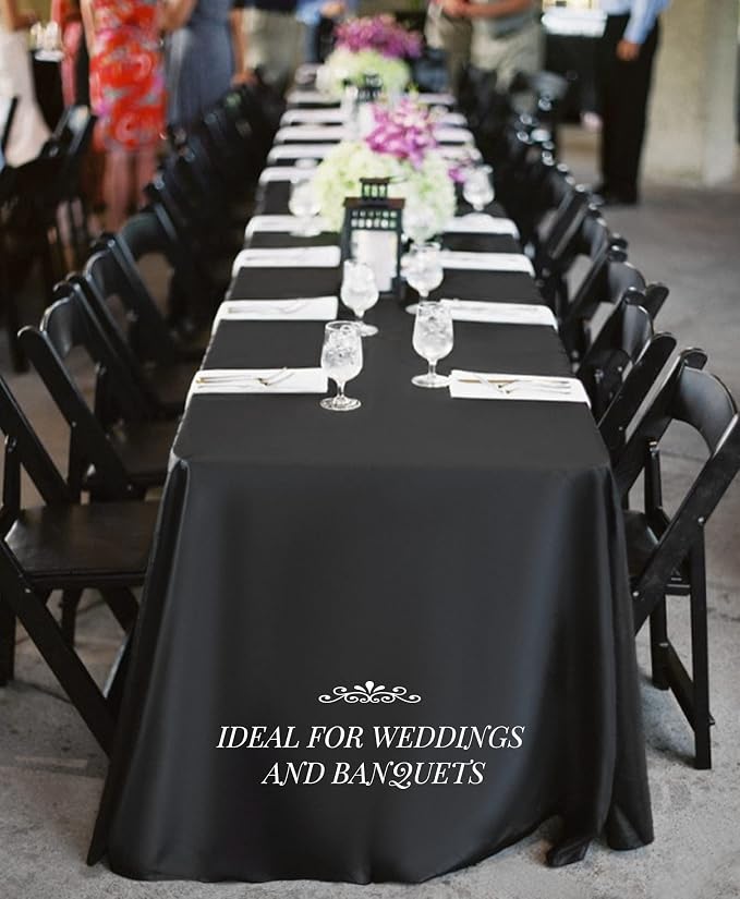 12 Pack Black Tablecloths for Rectangle Tables 60 x 102 Inch Black Polyester Tablecloth 6 Foot Rectangle Table Cloth Wrinkle Resistant Washable Fabric Table Cover for Party Wedding Banquet Events