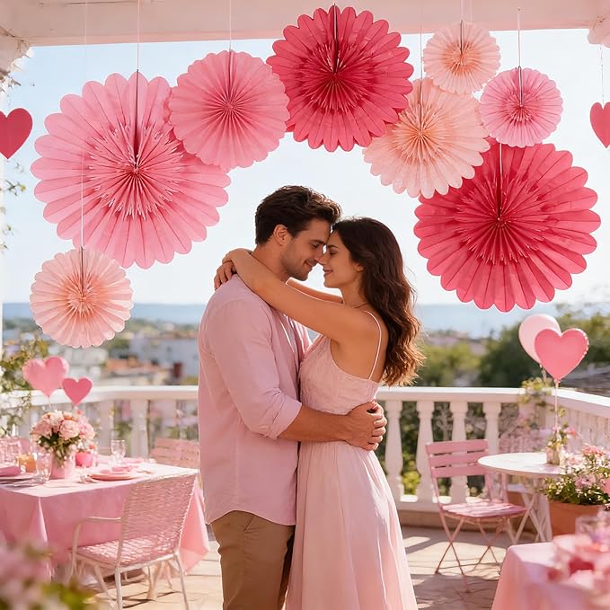 Paper Jazz Hot Pink Paper Flower Birthday Decoration, Large Paper Fans Party Decoration,Giant Decorations Valentines Day Decorations for Birthday Baby Shower Graduation Galentine's Day.
