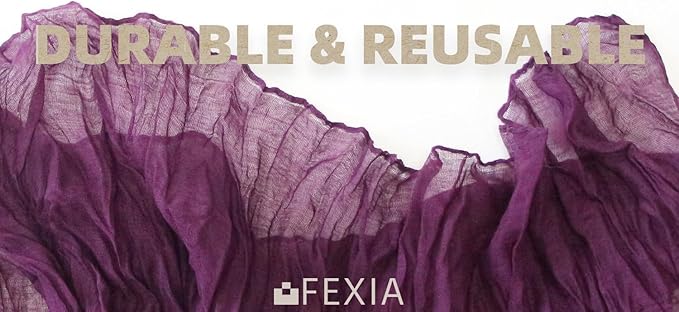 FEXIA Purple Cheesecloth Table Runner 35x120 Inches Gauze Table Runner for Mother's Day Bridal Shower Wedding Party First Communion Centerpiece Engagement Boho Table Decoration
