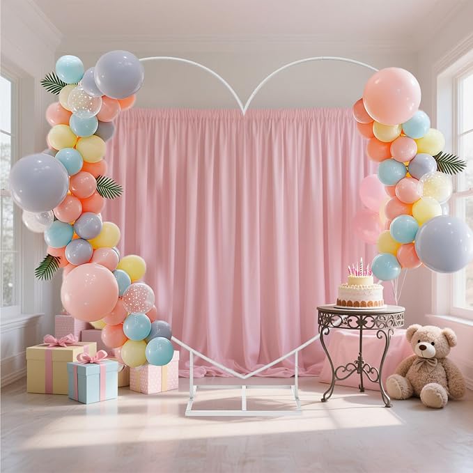 Metal Balloon Arch Kit, Love Balloon Column Arch Frame, Wedding Heart Arch Stand – Supplies for Wedding, Bridal, Valentine's Day, Engagement and Birthday Party(White)