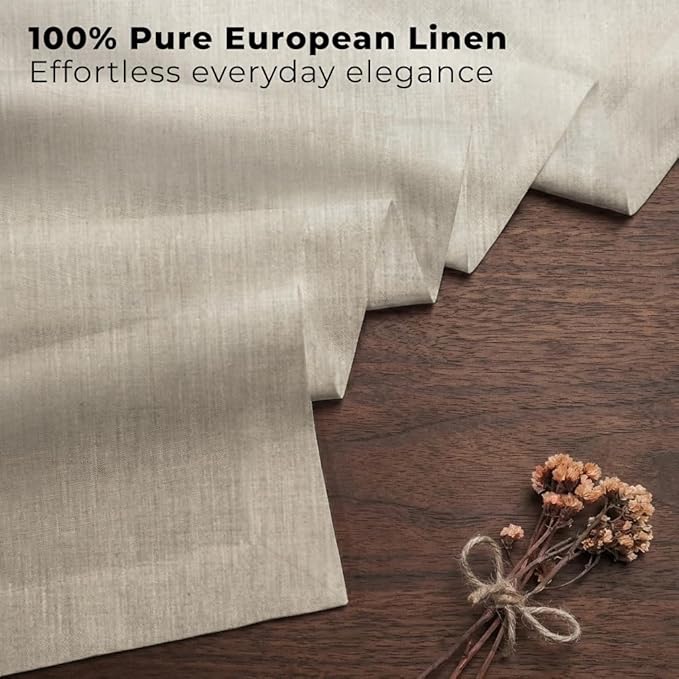 Classic Linen™ by D'Moksha Natural Table Runner 120 Inches Long, 100% Pure Linen, 14 x 120 Inch Table Runner for Dresser, Dining- Mothers Day, Spring, Summer