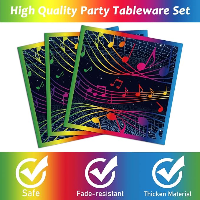 gisgfim 50 Guests Music Birthday Decorations Music Plates and Napkins Party Supplies Musical Note Themed Tableware Set Decorations Karaoke Party Plates Favors for Birthday 200 PCS
